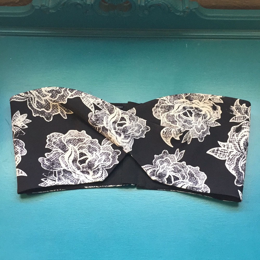 Black floral Bandeaux Top